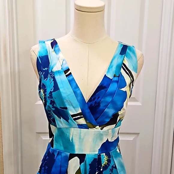 COREY P. Floral V Neck Sleeveless A-line Dress Size 4 - Picture 5 of 11